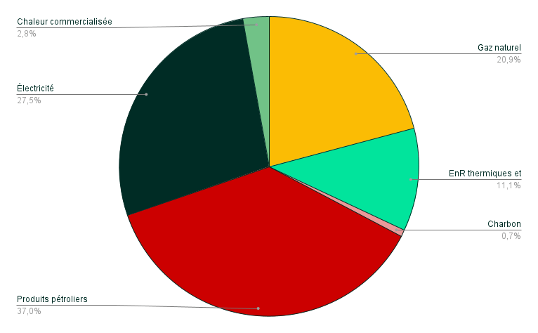 Consommation finale énergétique 2020 (1490 Twh)